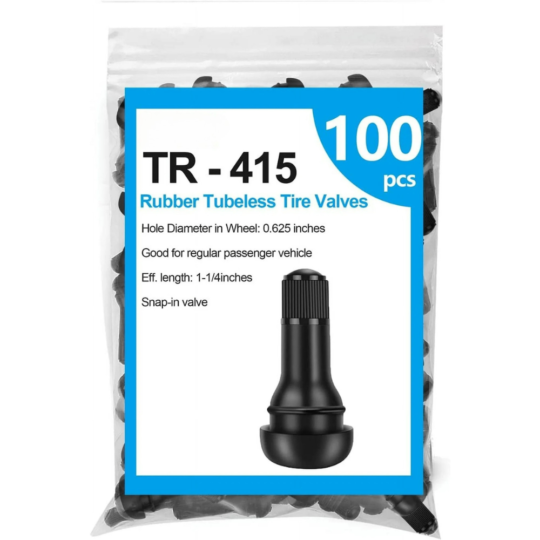 MEIHUA | TR415 100pcs Tire Valve Stem – Rubber Snap-In Valves for Tubeless Tires, Fits 0.625" Rim Holes
