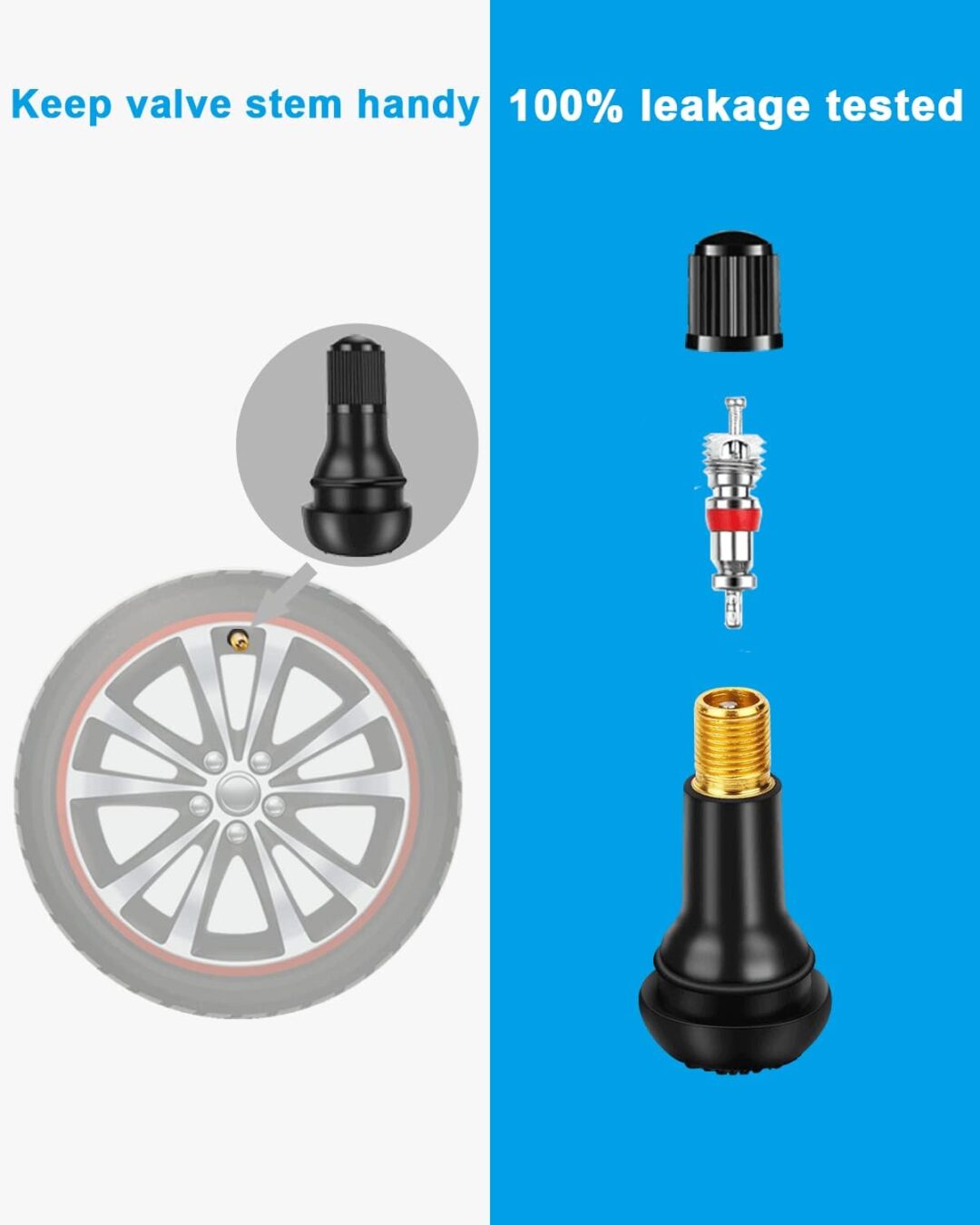 MEIHUA | TR414 100pcs Tire Valve Stem – Rubber Snap-In Valves for Tubeless Tires, Fits 0.453" Rim Holes - Image 2