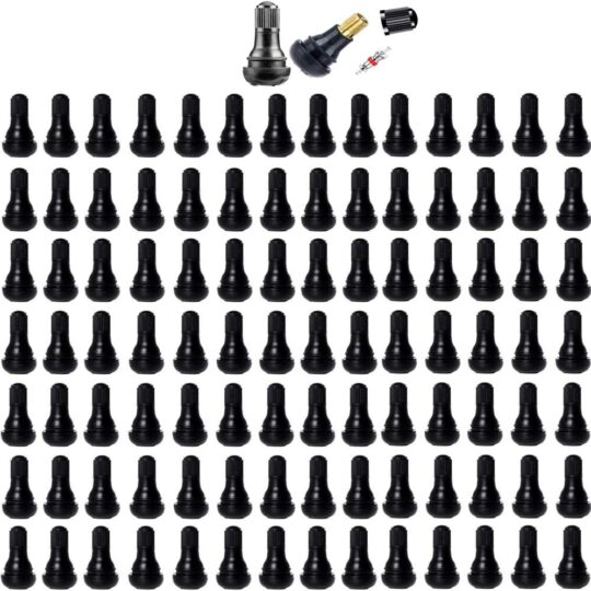 MEIHUA | 100Pcs Snap-in Short Black Rubber Tire Valve Stems for Tubeless Tires – 0.453 Inch (11.5mm) Rim Holes