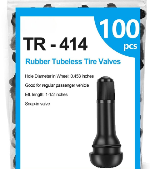MEIHUA | TR414 100pcs Tire Valve Stem – Rubber Snap-In Valves for Tubeless Tires, Fits 0.453" Rim Holes