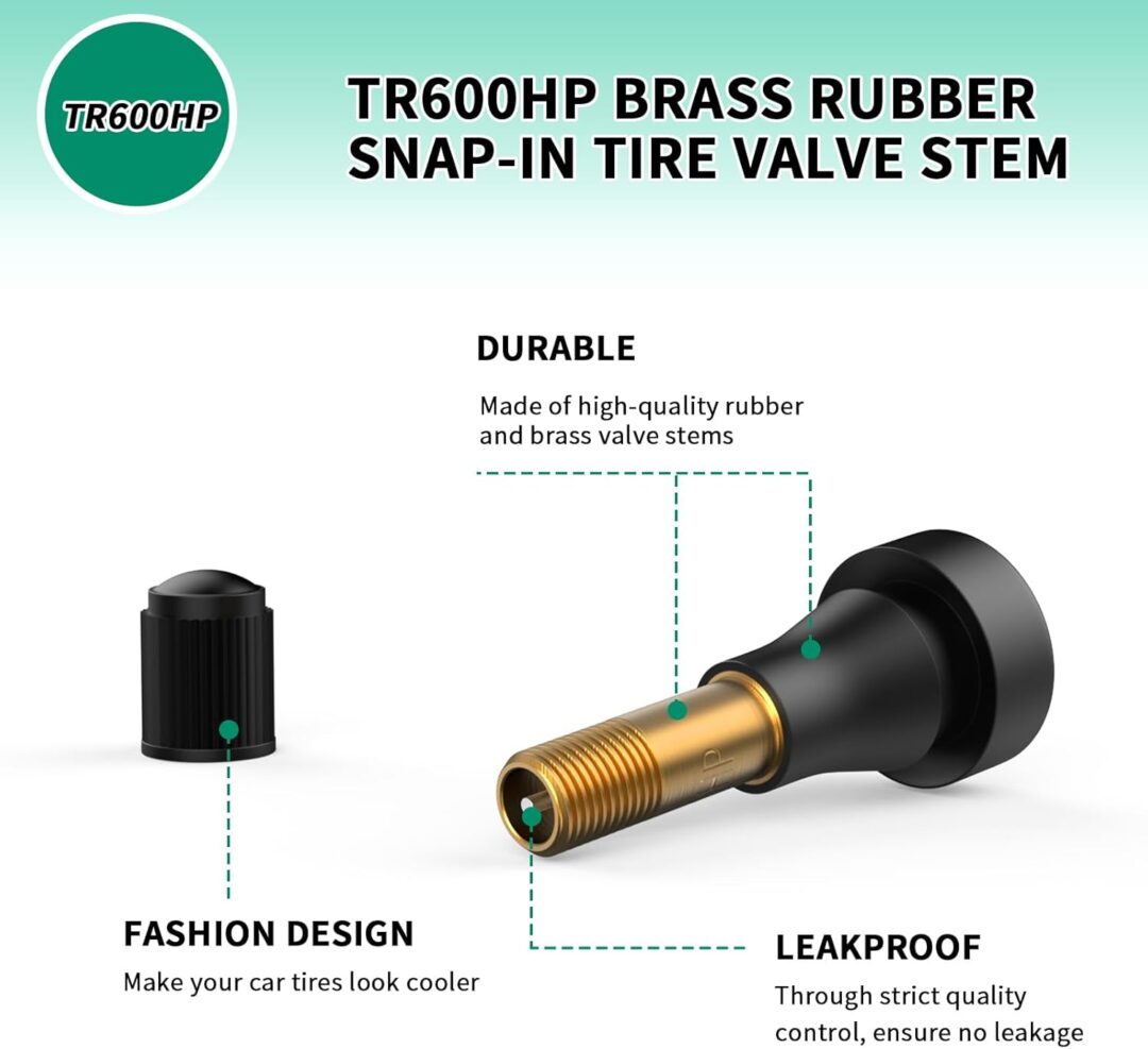 MEIHUA | 100PCS TR600HP Tire Valve Stems – High-Pressure Snap-In Rubber & Brass Valve Stems for 0.453" - Image 5