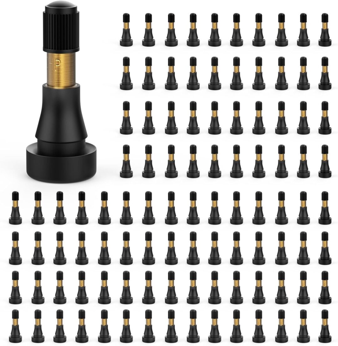 MEIHUA | 100PCS TR600HP Tire Valve Stems – High-Pressure Snap-In Rubber & Brass Valve Stems for 0.453"