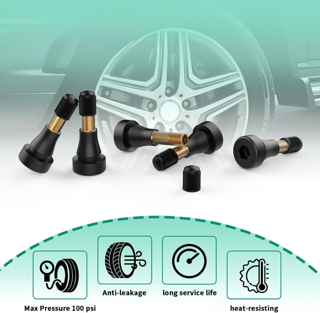 MEIHUA | 100PCS TR600HP Tire Valve Stems – High-Pressure Snap-In Rubber & Brass Valve Stems for 0.453" - Image 3