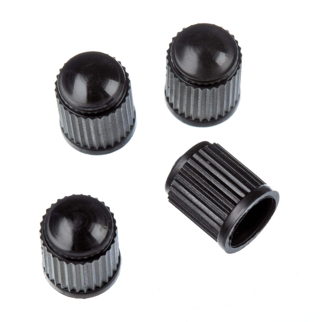 MEIHUA Black Plastic Tire Valve Stem Caps – 4-Pack – Protects Against Dirt, Dust, and Corrosion – Durable Screw-On Replacement Caps