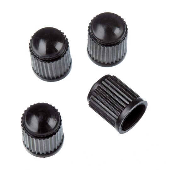 MEIHUA Black Plastic Tire Valve Stem Caps – 4-Pack – Protects Against Dirt, Dust, and Corrosion – Durable Screw-On Replacement Caps